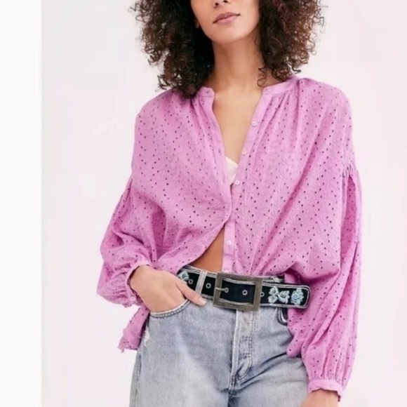 Free People Tops - Free People Madison Eyelet Blouse In Orchid